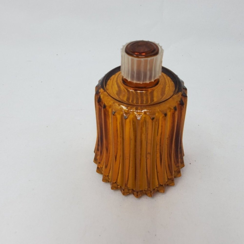 Homco Amber Ribbed Glass Peg Votive Cup Candle Holder VTG - Picture 7 of 8